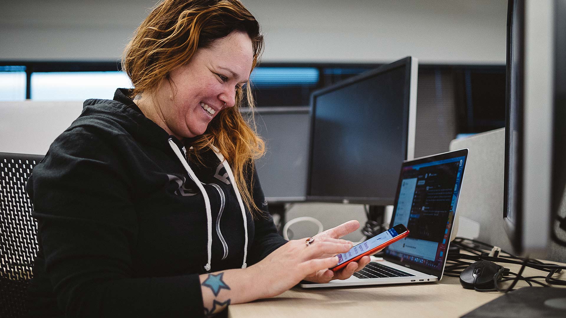 Woman sitting at a desk working