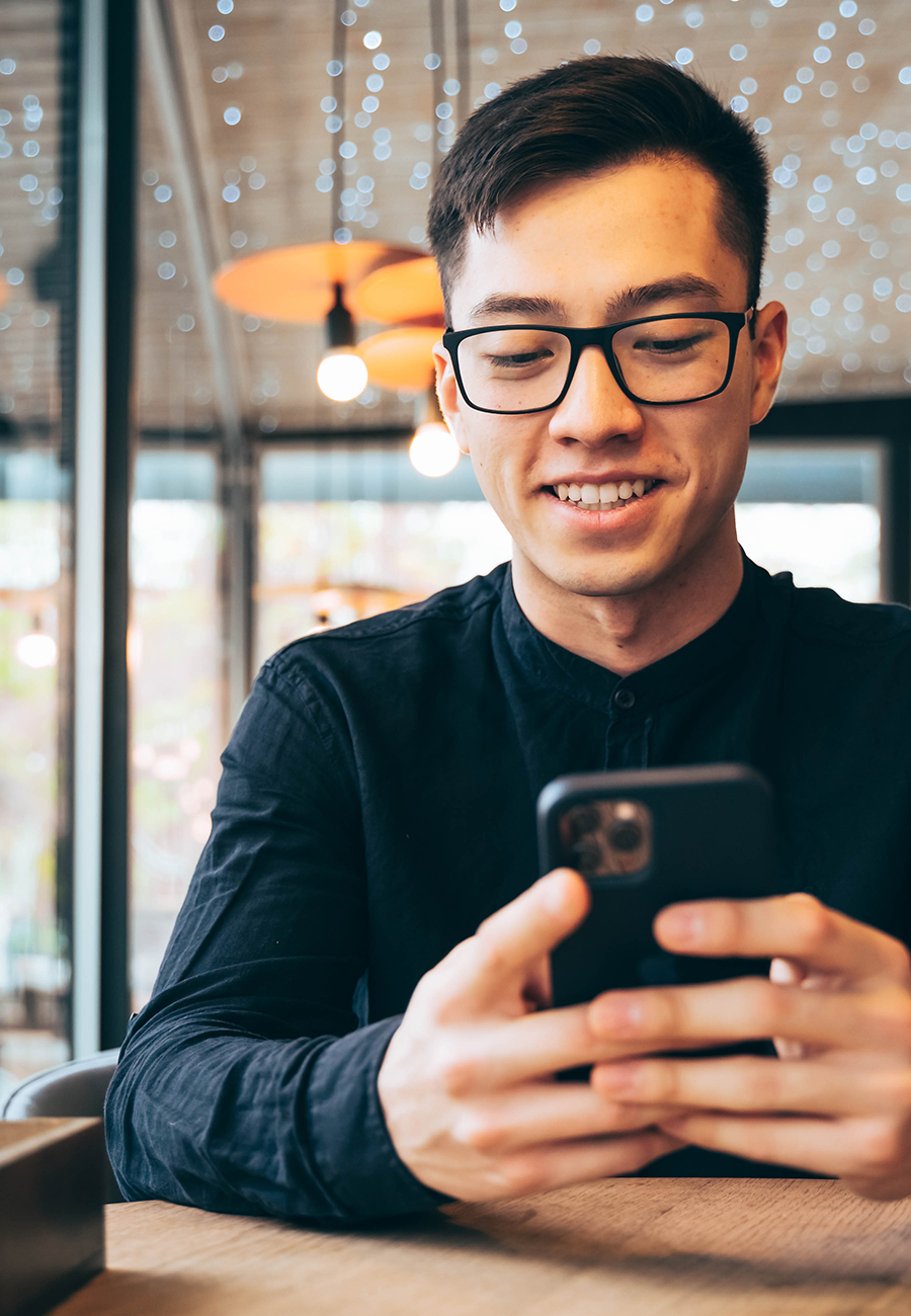 Man working on his phone