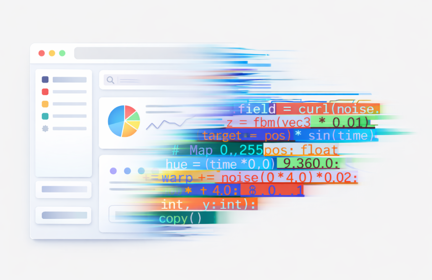 Conceptual image showing design layout translating to code